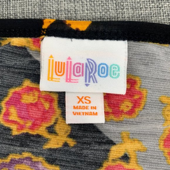 LuLaRoe Irma Floral Tunic Top Size XS Relaxed Fit Black Red Purple Mustard Gray - Picture 3 of 11